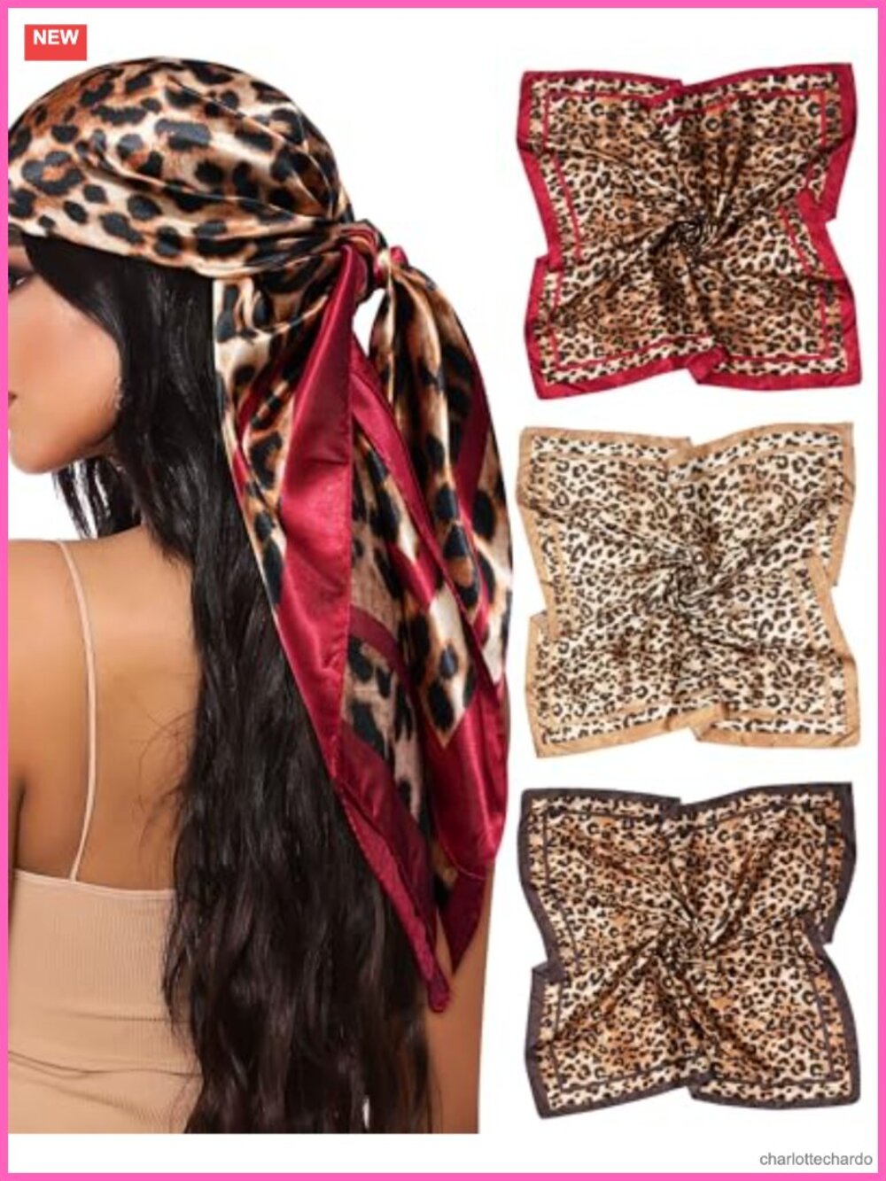 Silky Smooth 35" Square Head Scarf 3 Pack Satin Bandana Hair Wrap